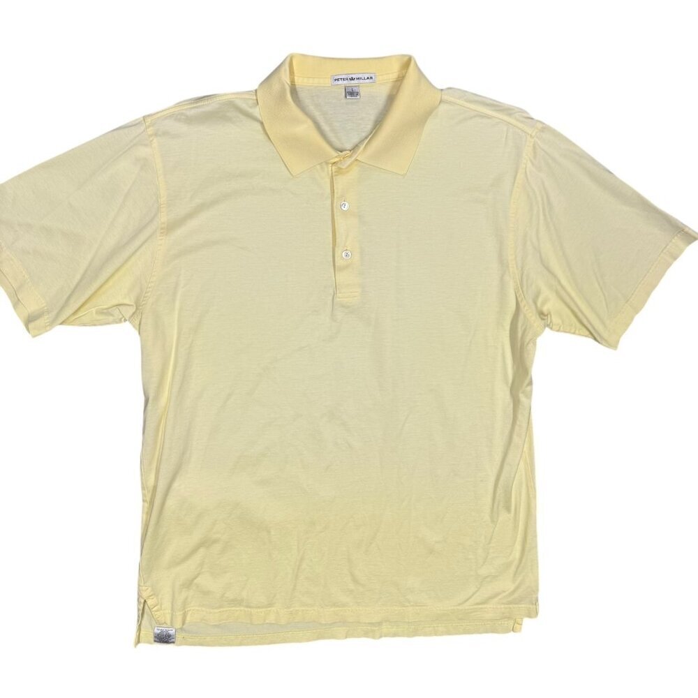 Peter Millar‎ Polo Shirt Short Sleeve Yellow 100% Cotton Large